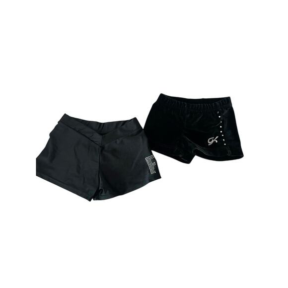 GK Pizzazz Girls Bundle Set of 2 Black Dance Athletic Shorts Youth Size Small - Picture 1 of 6